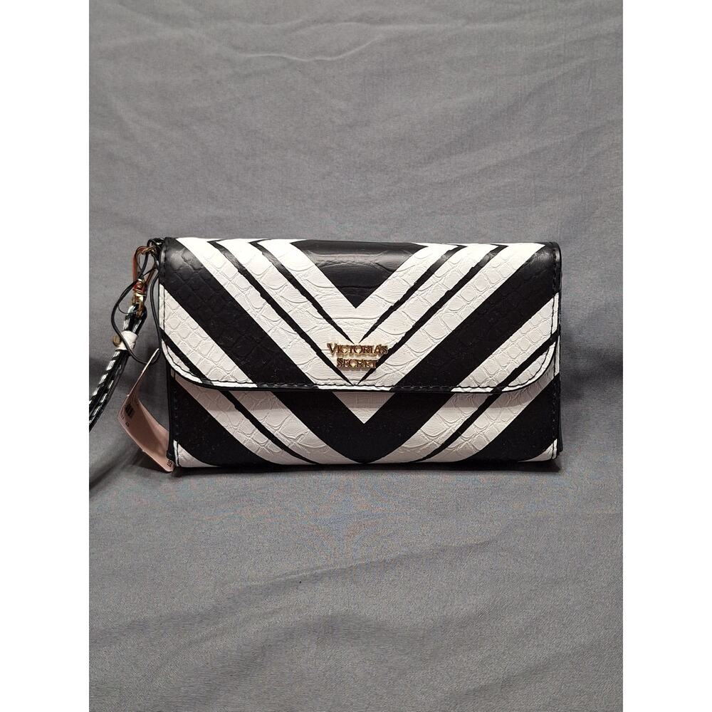 Victoria's Secret Chevron Tech Wristlet Wallet Black/White